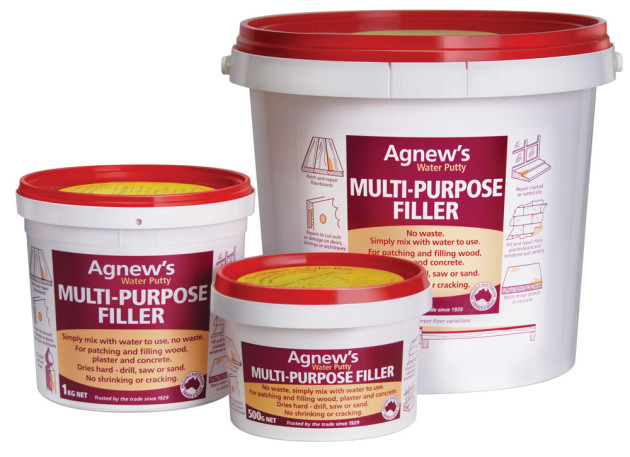 Agnew's multi-purpose water based filler is now available in various quantity sizes from Timbermate.