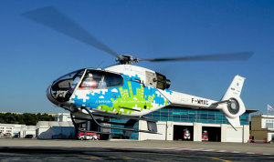 The Airbus Helicopters H120 fitted with a V8 diesel engine proved the concept of a high-compression, lightweight engine for helicopters. (Airbus Helicopters/Jerome Deulin)