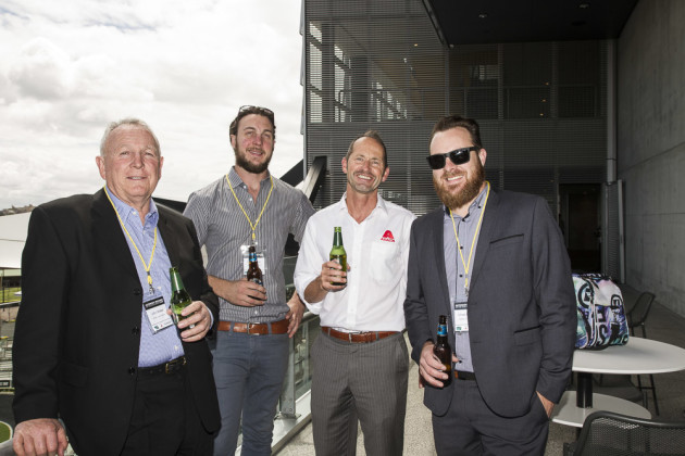 Walker Crash team: From left: John and Mark Walker and Rob Roeloff from Axalta; Walker manager Chad Buckley.