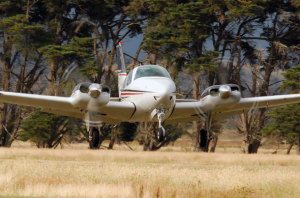 A Beechcraft Baron in the final stages of landing. (Steve Hitchen)