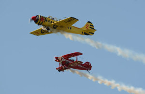 Paul Bennet's aerobatic air show team were one of the highlights of Ausfly 2015. (Steve Hitchen)