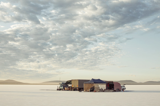 Calm before the storm as the sun rises over a part of the pits on Lake Gaidner. &copy; Brook Ready.