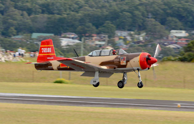 Nanchang CJ6 China Doll comes back after the Russian Roolettes formation aerobatics routine. (Steve Hitchen)