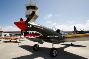 A P-40 Kittyhawk on the Point Cook tarmac prior to the Centenary of Military Aviation Air Show. (Cpl Colin Dadd)