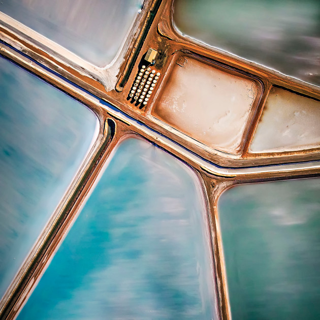 Personal work. Osmosis.
Aerial shot of salt mining
pools along the central
West Australian coast. &copy; Paul Hoelen.