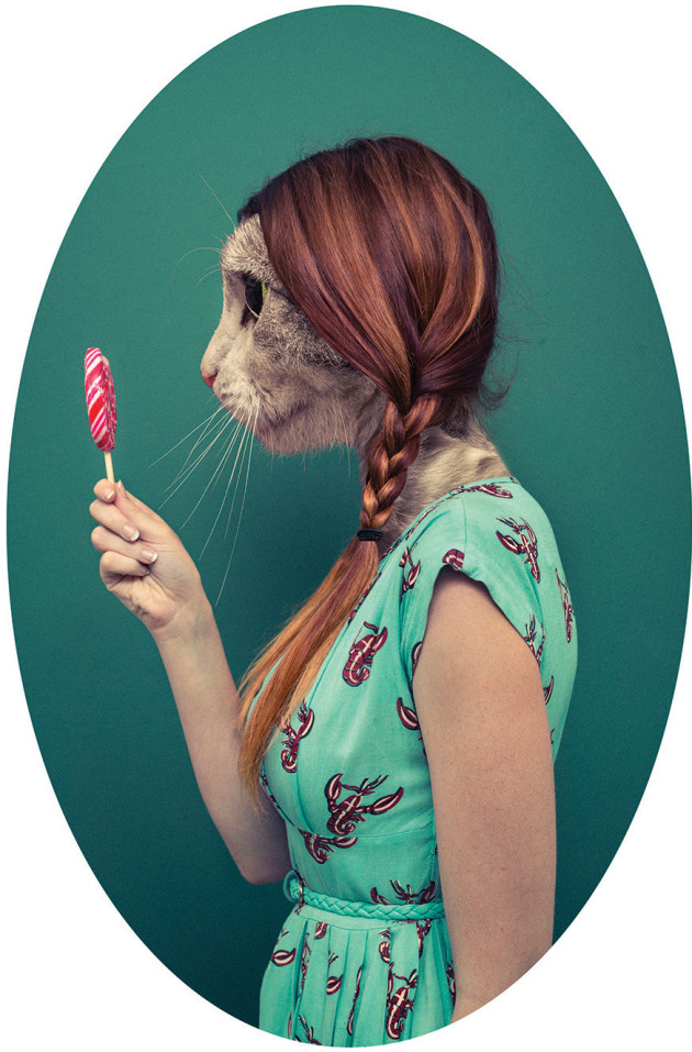 Spotte. Part of an on-going series,
When Pets become their People,
merging pets with their people and
exploring whose personality prevails. &copy; Angie Connell.