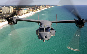 The V-22 Osprey tiltrotor has been joined by the smaller AW609 and may soon see a smaller again Diamond tiltrotor sharing the tarmac.