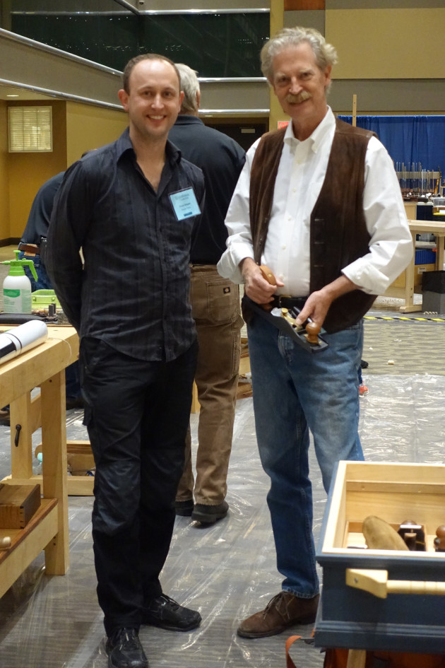 Tom Lie-Nielsen, revered founder of Lie-Nielsen Toolworks with new generation Australian fine toolmaker Chris Vesper.