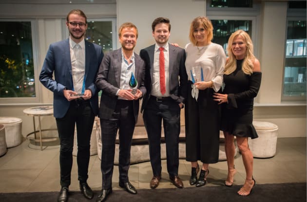 The Kolich family from Weststar Prestige, Vic with Brenton Doley of Mercedes-Benz (centre) Winners of Best Large Shop Victoria, Best Large Shop Australia and Rising Star from Brad Kolich.