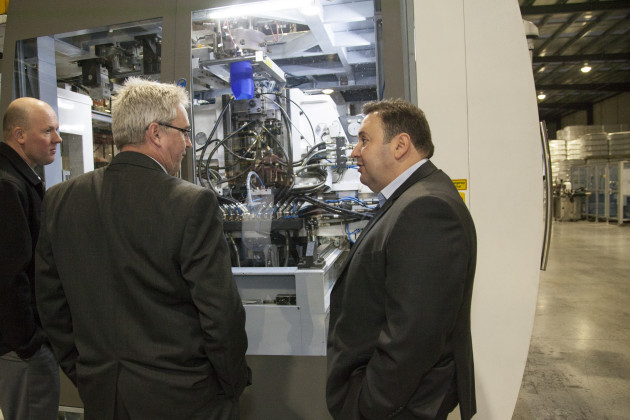 Class Plastics director Mario Nastri with customers at the factory in Truganina, Victoria.