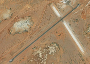 Coober Pedy's main runway will be widened to 30 metres to meet CASA requirements for passenger services to the town. (Google Earth image)