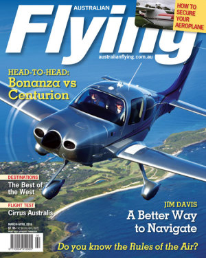 The cover of Australian Flying March-April 2016 showing Rob Fox's magnificent Cirrus Australis shot.