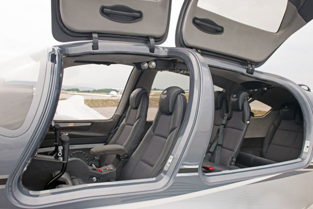 The huge doors on the DA62 swing up to reveal a cavernous interior. (Steve Hitchen)
