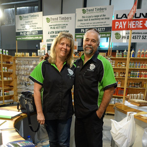 Adrian Clarke and Karen on the Trend Timbers stand.