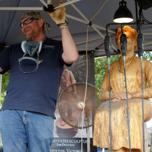 Richard Yates, wood sculptor, works from his Chewton, Victoria studio.