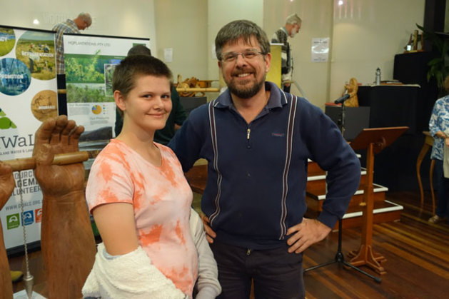 Evan Dunstone and daughter Enya attended the opening night for the Wootha Prize.