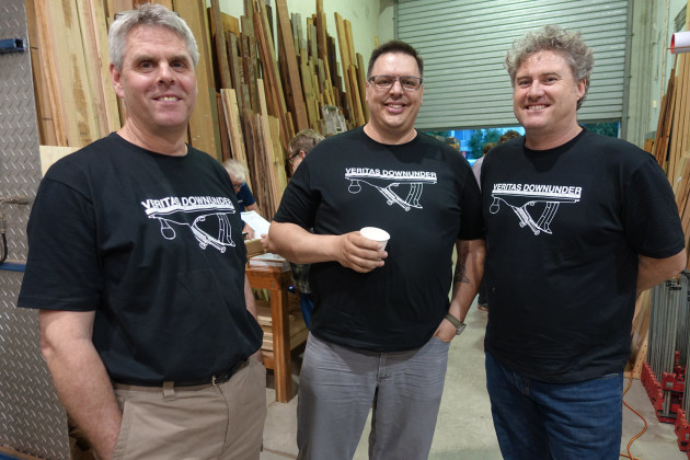 Tour team, left to right: Wally Wilson and Vic Tesolin from Veritas with tour manager John Madden from Maxis Distribution.