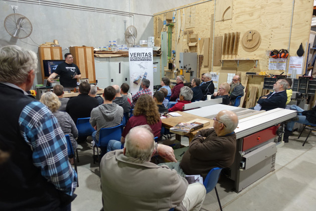 Some of the crowd that turned up to the presenation held on June 3 at Damion Fauser's workshop. Damion is a studio furniture designer/maker and teaches woodwork as well.