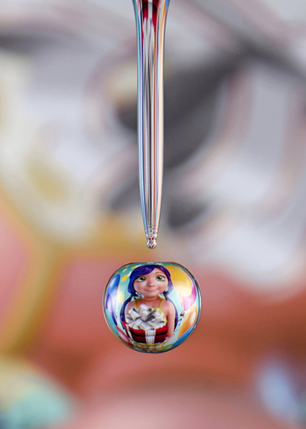 Water droplet reflection .