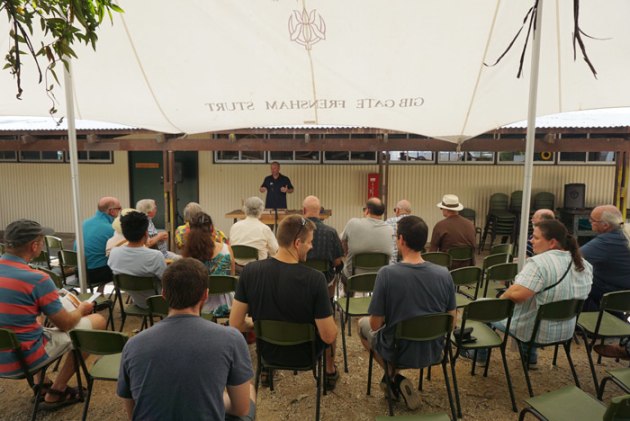 South Australian woodworker and SWA member demonstrated dovetailing at the Sturt weekend. Photo: Grace Cochrane