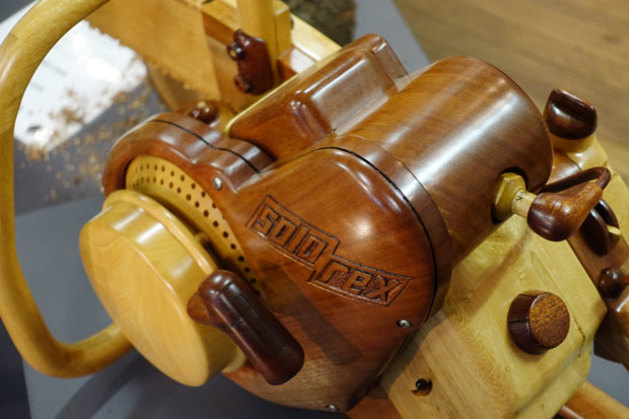 David Harriman, Noise and Dust. Detail of the artist's Solo Rex chainsaw replica.