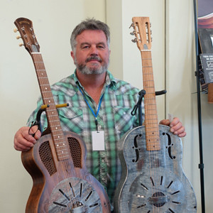 Don Morrison with two of his donmo resonator guitars, see www.donmo.com