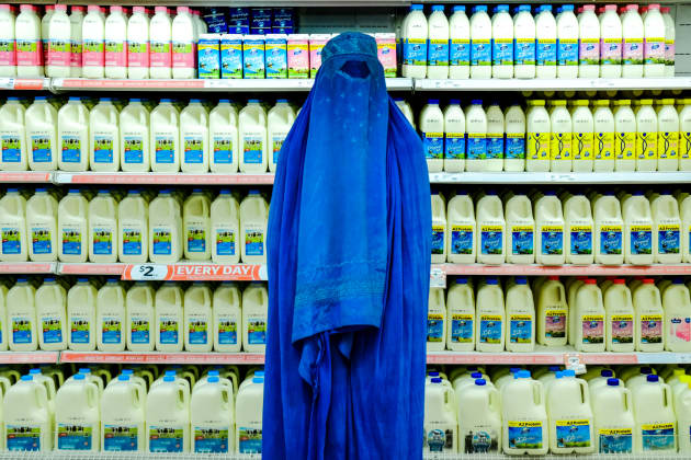A few people in 2014 had a knee-jerk reaction to the very sight of a burqa and incorrectly assumed that my first series favoured forcing women to wear one. It was simply an allegorical device referencing immigration, rising populism, empathy and assimilation.
&copy; Fabian Muir.