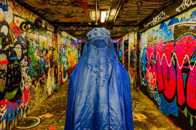Bringing the burqa in this series into sometimes confronting or disorienting urban environments, my project seeks to reflect this world and encourage greater understanding.
&copy; Fabian Muir.