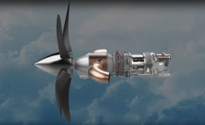 A concept image of the new General Electric turbo-prop engine. (General Electric)