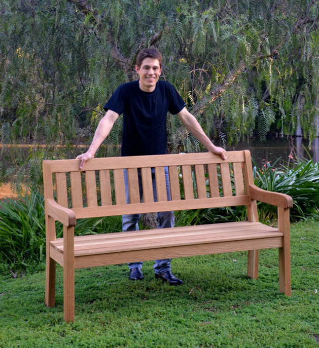 David Howlett with his oak garden bench.