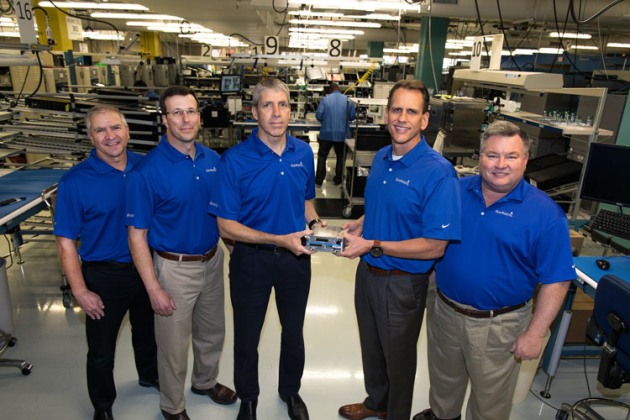 Garmin's one millionth certified product. L-R: Jim Mazurek &ndash; Senior Director Aviation Operations, Trevor Whitney &ndash; Aviation Plant Manager, Cliff Pemble &ndash; President and CEO, Phil Straub &ndash; Executive Vice President, Managing Director of Aviation, Carl Wolf &ndash; Vice President, Aviation Marketing and Sales. (Garmin)