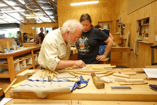 As the full-time students came to the end of their studies, Geoff Korver was teaching a short course in woodcarving.