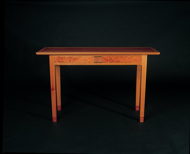 Greg Collins, table in birdseye jarrah, myrtle and ebony. Photo: Steven Blakeney