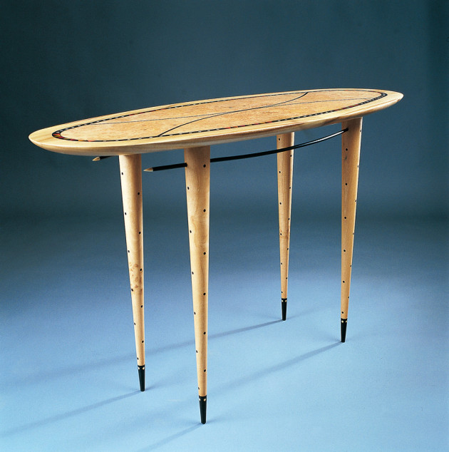 Greg Collins, Ballet Dancer Reversed, blackbutt burl, ebony, coloured timbers, 1991. Photo: Victor France