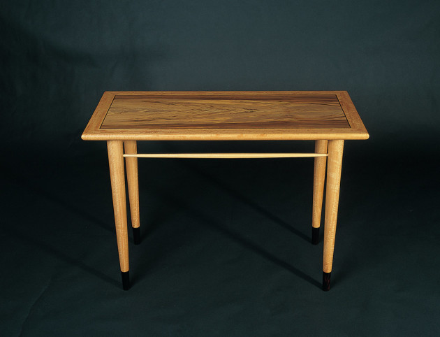 Greg Collins, table in spalted sassafras and ebony. Photo: Steven Blakeney