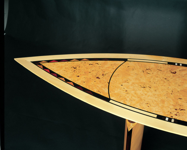 Greg Collins, Surf's Up, Huon pine, ebony, ionlay of various species, 2002. Photo: Steven Blakeney