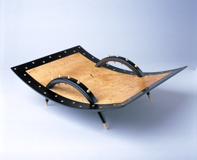 Greg Collins, Beyond the Madness, native pear, ebony and tagua nut. This was the first of a series and was selected for the 1992 Artists' Foundation Award Multi-Media exhibition.