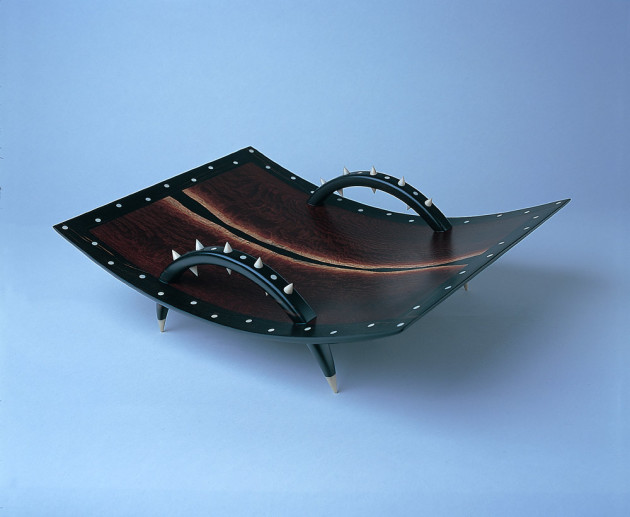 Greg Collins, Beyond the Madness, blackbutt burl, cocobolo, ebony and tagua nut. This was the first of a series and was selected for the 1992 Artists' Foundation Award Multi-Media exhibition.