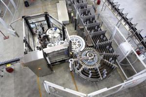 The new DryBlock system from OCME combines labelling, packaging and palletising of dry goods into a single monoblock line.