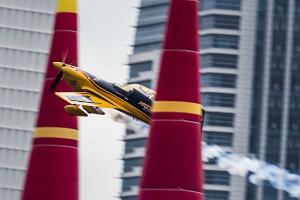 Matt Hall races through the pylons in the the Malaysian round of the Red Bull Air Race. (Red Bull Content Pool)