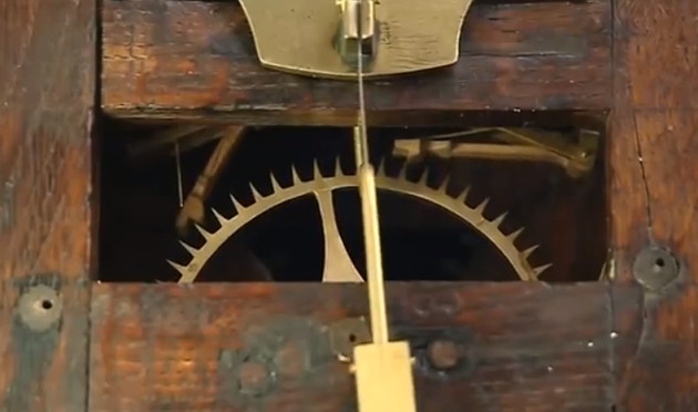 Detail view of the Harrison Clock mechanism. Harrison used dense and oil-rich lignum vitae because it required no lubrication.