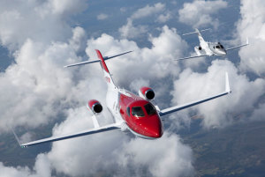 Two HondaJet HA420 prototypes in formation. (Honda Aircraft Company)