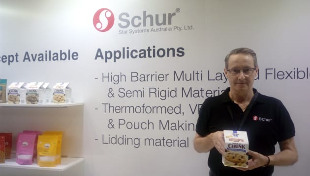 Philip Bower, ANZ business manager for machinery and packaging company Schur Star Systems Australia, says the Schur Star machine "can do everything", from cookie 'box bags' which "take control of the cookie post-baking" to 'jar packs' which give bags a 3D look.
