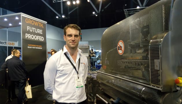 Select Equip area manager Jordan Adams took us through the Platformer machine, which can cut a tray's footprint before the forming process occurs, reducing scrap to just one per cent.