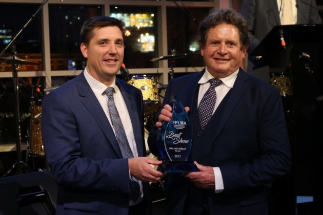 Phillip Rolls (right), MD RollsPack, accepts Best in Show for flexible packaging from Mark Easton, FPLMA president. Image: Jake Nelson