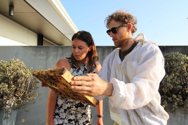 Wiley's marketing manager Rachael Hedges with Bee One Third's Jack Stone.