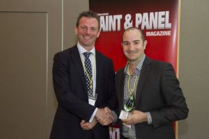 Peter Bubeck accepts Operational Excellence for RPM in Victoria from James Frape of Compass Claims.