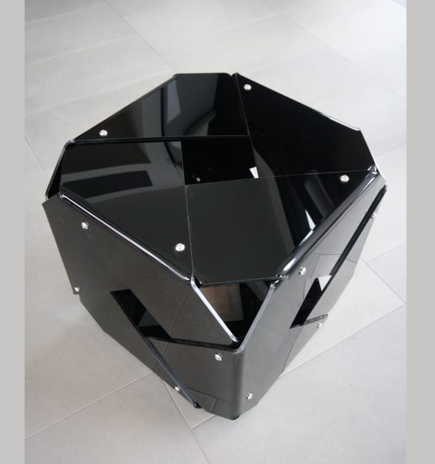 Laura McCusker, Origami Stool, 2009, acrylic, stainless steel, 450 x 450 x 450mm.