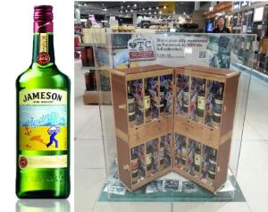 Jameson Irish whiskey's limited edition Sydney bottle (left), and the retro travel trunk prize packaging for the brand's complete Love the City range (right).
