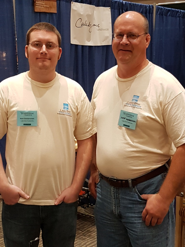 Jeff and Nick Dombrowski displayed their Lake Erie bench vices and a new clamping accessory.
